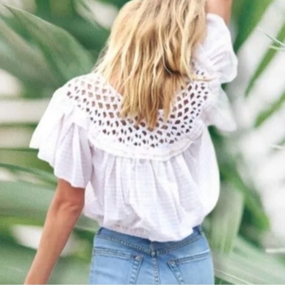 Free People Allora Allora Crocheted Ruffled Top - Size M - NWT - Picture 2 of 11